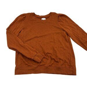 Wonderly Women's Medium Rust Long Sleeve Pullover Puff Shoulder Sweatshirt